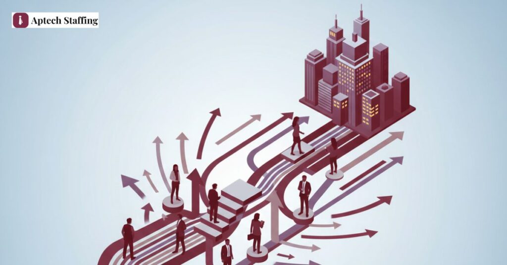 Illustration of strategic career placement and professional growth pathway